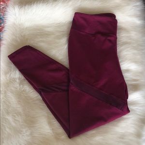 Maroon Mesh Leggings